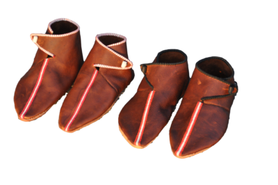 shoes with embroidered stripes on their vamps