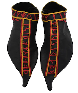 runes embroidered on shoes