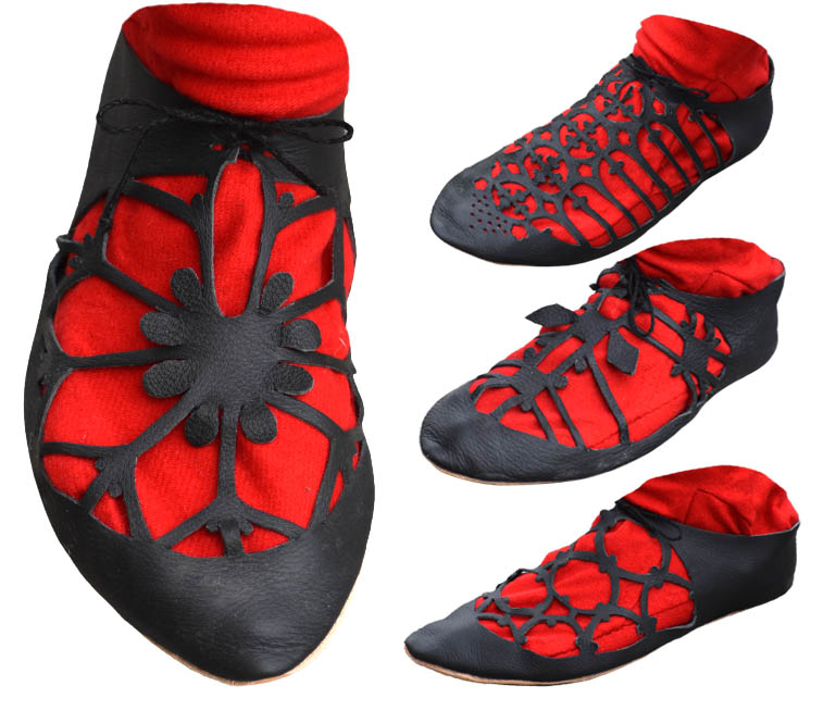 shoes with cutouts resembling stained glass windows